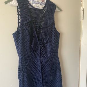 Beautiful Crochet Style Navy Dress
